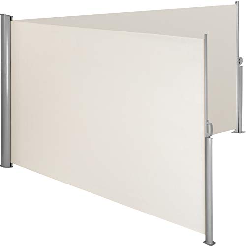 TecTake Doppia Tende da Sole paravento Laterale frangivento Estensibile Corpo e Assistenza Post Interamente in Alluminio - Diversi Colori e Misure - (Beige | 200x600cm | No. 402339)