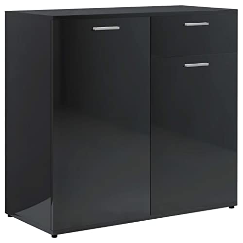 vidaXL Credenza Nero Lucido 80x36x75 cm in Truciolato