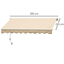 Outsunny Tenda da Sole per Esterno Avvolgibile a Manovella, Copertura Impermeabile, Metallo e Alluminio, Beige, 400x250cm