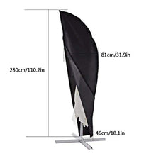 Yardwe Copertura per ombrellone da Giardino Impermeabile Copertura per ombrellone con Cerniera per Esterni 265 x 70 x 1 cm (Tessuto 210d Oxford, Nero)