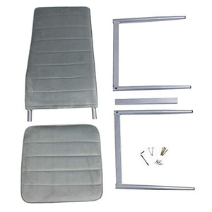 Sedia imbottita in eco pelle grigio su gambe argentate per soggiorno sala da pranzo elegante 704B