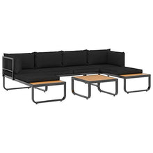 Goliraya 4 pz Set Divano da Giardino Angolare in Alluminio e WPC con Tavolino,Divano con Penisole,Salotto da Giardino,Divano Angoalre,Divano da Esterno,Divano Modulare da Esterno