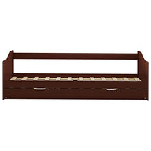 BIGTO - Divano letto estraibile, struttura in legno di pino massello, per la casa, 90 x 200 cm, marrone scuro