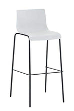 CLP 2 Sgabelli Alti Hoover In Polipropilene I Set 2 Sgabelli Bar Design I Sedie Sgabello Con Schienale, Colore:bianco, Colore del telaio:nero
