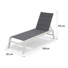 Blumfeldt Renazzo Lounge - Lettino Prendisole, Lettino da Giardino, Superficie: 186 x 56 cm, Schienale Regolabile in 6 Livelli, Superficie Imbottita Idrorepellente, ComfortMesh, Bianco/Grigio