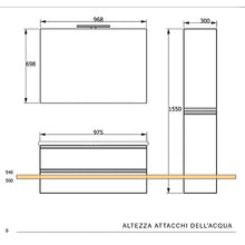 bonussi Mobile Bagno Sospeso 100 cm Lavabo Specchio e Pensile Mendel Grigio