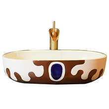 FTFTO Accessori per la casa Toilette da Bagno Lavabo da Bagno Ovale su Tavolo in Ceramica per Uso Domestico Balcone Lavanderia Lavabo da Bagno per Piscina 59X50x15cm Decorazione Domestica