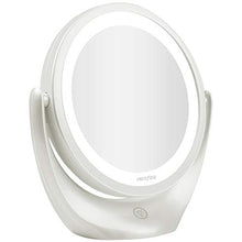 Aesfee Specchio per Trucco a LED 5X ingrandimento, Specchio cosmetico da Viaggio a Doppia Faccia Illuminato con Interruttore Touch dimmerabile, 3 Livelli di luminosità, Rotazione Libera 360 ° Bianco