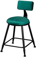 Home Sgabello da Bar Bancone da Cucina Imbottito in Velluto Sedie da Pranzo Gambe in Metallo Nero Sgabelli da Bar Sgabelli Alti Verdi con Schienale-Altezza Seduta: 45 cm Well