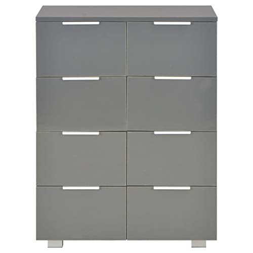 Montloxs Credenza con 8 cassetti, Cassettiera per Armadio, 60x35x76 cm, Grigio Lucido
