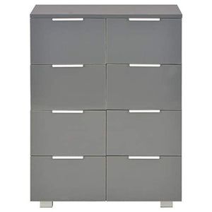 Montloxs Credenza con 8 cassetti, Cassettiera per Armadio, 60x35x76 cm, Grigio Lucido