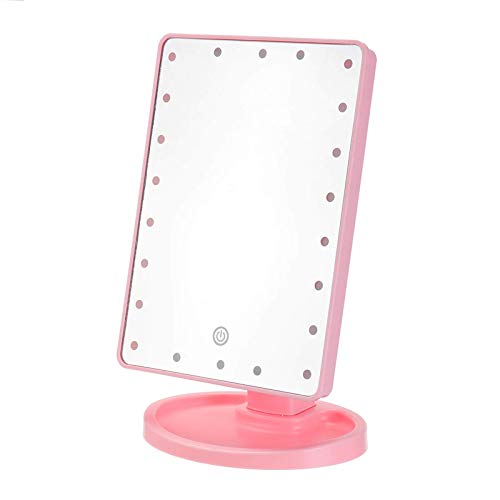 Specchio per Il Trucco 22 LED Light Vanity Makeup Mirror Specchio da Tavolo Luminoso Specchio Luminoso Rotante A 360 ° Rosaper Toeletta