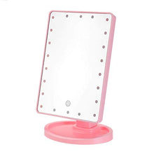 Belleashy - Specchio da trucco a 22 LED, con luce a specchio da tavolo rotante a 360°, colore: Rosa portatile illuminato per il bagno