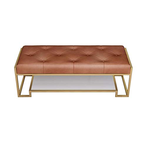 LXESWM Panca Ottomana Ottomano Bench Pelle Poggiapiedi Faux Nordic Semplice Ferro Battuto Scarpe Banco Soggiorno Bedroom End Sgabello (Colore : A, Size : M)