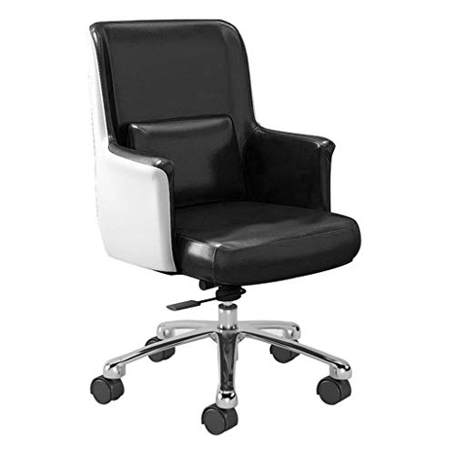 Slow Time Shop Sedia Girevole Regolabile Sedia da Computer Accento Moderno Schienale ergonomico Sedia da Ufficio in Pelle PU for Studio casa Studio Soggiorno Camera da Letto (Color : Black)