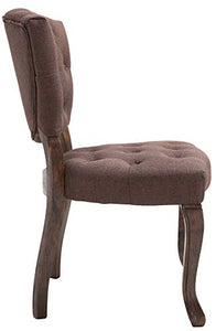 CLP Sedia Pranzo Vintage Elysa in Tessuto I Poltroncina rétro Design Chesterfield con Telaio in Legno di caucciù, Colore:Marrone, Colore della Cornice:Antico Scuro