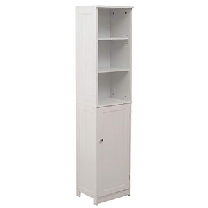 IKAYAA Mobiletto da Bagno di Alta, Mobile a Colonna da Bagno, Mobile da Bagno da Pavimento Organizzatore Portaoggetti Multifunzione Bianco 37 x 30 x 160 cm