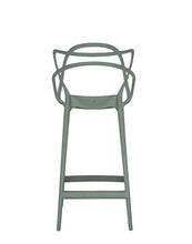 Kartell Masters Stool Sgabello, Tecnopolimero termoplastico Riciclato con Carica Minerale e Trattamento Soft-Touch, Verde(Salvia), H. 65