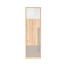 SMARTBett NAMECK - Armadio a 1 anta, in finto faggio, bianco lucido, grigio
