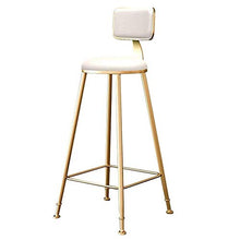 BDLYZ Yxsd - Sgabello da bar in metallo con seduta in ecopelle, per sala da pranzo e sedie con schienale per cucina, pub, caffetteria, casa, cuscino bianco (dimensioni: altezza seduta 65 cm)