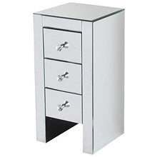 HHTX Comodino con 3 cassetti Comodino in Vetro specchiato Argento Comodino tavolini da appoggio per Camera da Letto, Bagno, Soggiorno