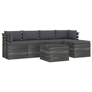 FAMIROSA Set Divani da Giardino su Pallet 6 pz con Cuscini Massello Pino-1863