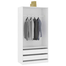 Cikonielf Armadio Aperto Camera da Letto con 2 Cassetti 1 Ampio Scomparto con Asta per Appendere i Vestiti 100 x 50 x 200 cm Bianco