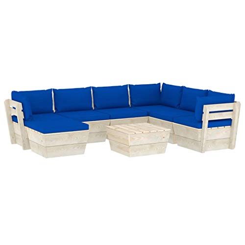FAMIROSA Set Divani da Giardino su Pallet 8 pz con Cuscini Legno Abete-3646