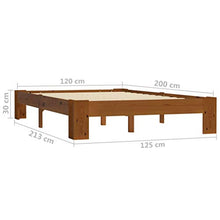 BIGTO - Struttura letto in legno di pino massello, per camera da letto, colore: marrone, 120 x 200 cm