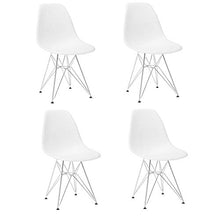 SWEETHOME - Set di 4 sedie da pranzo, design moderno, con gambe elettroplaccate di metà secolo, per cucina, soggiorno, salotto, (bianco)