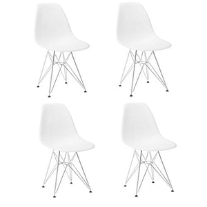 SWEETHOME - Set di 4 sedie da pranzo, design moderno, con gambe elettroplaccate di metà secolo, per cucina, soggiorno, salotto, (bianco)