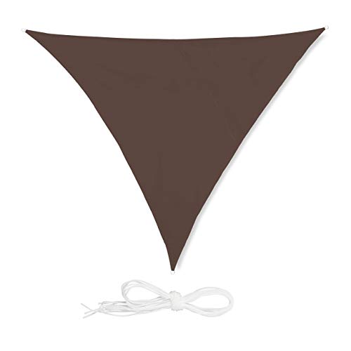 Relaxdays, Marrone Tenda a Vela Triangolare, Idrorepellente, Anti UV, Corde di Supporto, Terrazza e Giardino, 4x4x4 m, 4 x 4 x 4 m