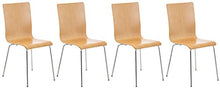 CLP Set 4 Sedie Visitatore Pepe I Sedia Attesa con Seduta in Legno E Telaio in Metallo Cromato I Sedia Ergonomica E Facile da Pulire, Colore:Natura