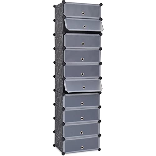 vidaXL Scarpiera Modulare a 10 Scomparti Nera Mobiletto Organizzatore Scarpe