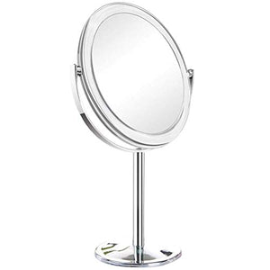 YUESEN Ovale Doppia Faccia Specchi Specchio Bagno,Specchio da Trucco Ingranditore Make Up Specchiera da Tavolo,Argento