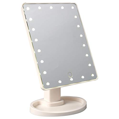 YO-HAPPY Staffa di Supporto, 16/22 LED Touchscreen Oscuramento LED Specchio per Trucco Specchio cosmetico con Rotazione a 360 °