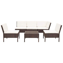 vidaXL Set Divani da Giardino 6 pz con Cuscini Elegante Robusto Sofa Modulare e Tavolino Salotto Arredi per Esterni in Polyrattan Marrone