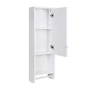 ZTGL Mobiletto Bagno Sospeso Multiuso, Armadietto Arredamento da Bagno Moderno con Ante Singole e Portasciugamani, Bianco, 26.5x14.5x80.5 cm
