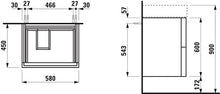Laufen Mobiletto lavabo Kartell Running, Adatto per lavabo 810334, 2 cassetti, 580x600x450, colorazione: Neve (Bianco Opaco) - H4075580336401