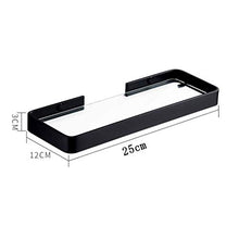 ZLININ Y-longhair Mensola da bagno in vetro temperato, mensola per il bagno, staffa a parete per la doccia, mensola per lo specchio gratuito in bagno, nero