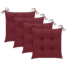 vidaXL Sedie da Giardino con Cuscini Rosso Vino 4 pz Massello di Teak
