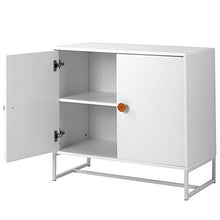 Wealthgirl - Armadietto a 2 ante con 2 ripiani, cassettiera, armadietto laterale con maniglie in legno, per soggiorno, camera da letto, casa o ufficio, in legno MDF e struttura in metallo
