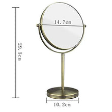 AJH Specchio bifacciale Semplice ed Elegante (Specchio Piano e Lente d'Ingrandimento 3 Volte), 6 Pollici, Asta Diritta, Bronzo Verde, Specchio da Tavolo, Specchio cosmeti