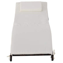 Outsunny Sdraio Lettino da Giardino Ergonomica con Cuscino Rimovibile Pieghevole Rattan 196x61x53cm Bianco
