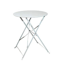 PiuShopping Set da Pranzo per Giardino, in Acciaio con Tavolo Rotondo E 2 SEDIE Pieghevoli (Bianco)