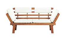 Pissente - Panca da giardino regolabile 2 in 1, letto da giardino convertibile, poltrona relax da giardino in legno con cuscino per cortile terrazzo, hotel