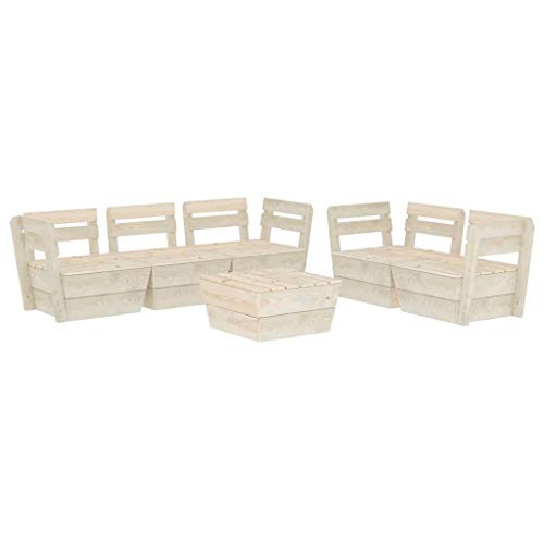 SKM Set Divani da Giardino su Pallet 6 pz in Legno Abete Impregnato (110.5kg)