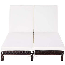 Outsunny Lettino Prendisole a 2 Posti, Sdraio in Acciaio e Rattan, Schienale Regolabile, 195 x 120 x 28cm Marrone e Bianco Crema