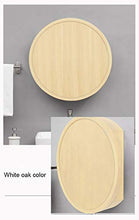 XM-MIRROR Specchio da Bagno Rotondo con mobiletto, Bagno con Armadio a Muro, Specchio per Il Trucco, armadietto dei medicinali con Struttura in Legno a Chiusura lenta a 3 Livelli,Wood Color,70cm