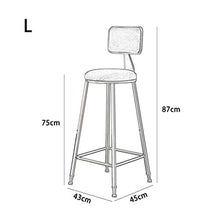 LWW Sedie, sgabelli da bar Retro Cucina con schiene Restaurant Lounge Chair semplice barra sedia Sgabello Alto,Grigio,Grande
